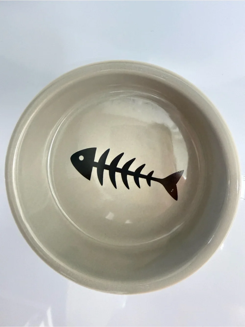 Cute Ceramic Cat Food / Water Bowl – Black Cat & Fishbone Print